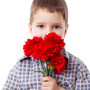 Boy with bouquet of carnations